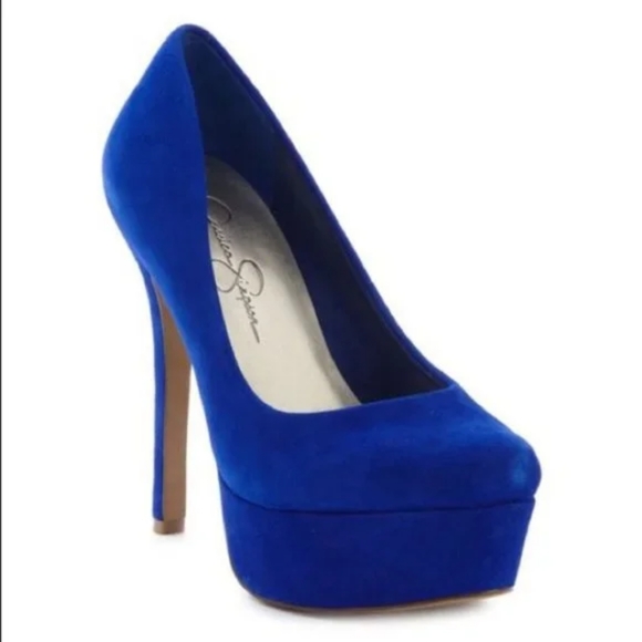 Jessica Simpson Waleo Blue Violet Suede Leather Platform Pump 8.5 - Picture 1 of 4